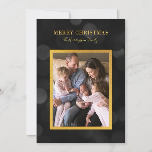 Dunkle Bokeh Lights Imitate Gold Frohe Weihnachten (Vorderseite)