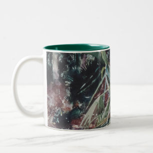 Dunkle botanische abstrakte Kunst Zweifarben-Tasse Zweifarbige Tasse