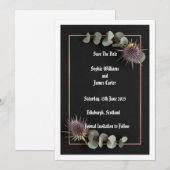Dunkle Botanische Distel Eukalyptus Hochzeit Termi Save The Date (Vorne/Hinten)