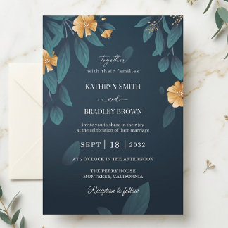 Dunkle botanische Hochzeitseinladung Einladung