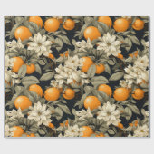 Dunkle botanische Orangenblüte Geschenkpapier (Flach)