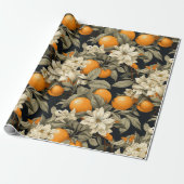 Dunkle botanische Orangenblüte Geschenkpapier (Ungerollt)