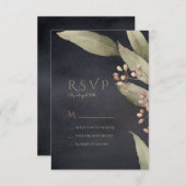 Dunkle botanische Vegetation RSVP Hochzeit (Vorne/Hinten)