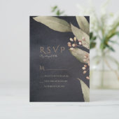 Dunkle botanische Vegetation RSVP Hochzeit Karte (Stehend Vorderseite)