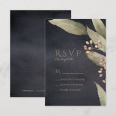Dunkle botanische Vegetation RSVP Hochzeit Karte (Vorne/Hinten)