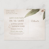 Dunkle botanische Vegetation rustikal Save the Dat Ankündigungspostkarte (Rückseite)