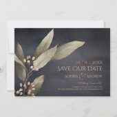 Dunkle botanische Vegetation rustikal Save the Dat Date (Vorderseite)