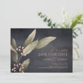 Dunkle botanische Vegetation rustikal Save the Dat Save The Date (Stehend Vorderseite)