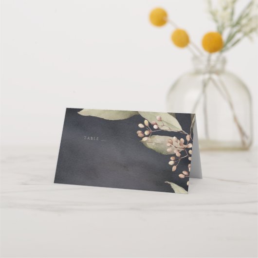 Dunkle botanische Vegetation Vintage rustikale Esc Platzkarte (Vorderseite)