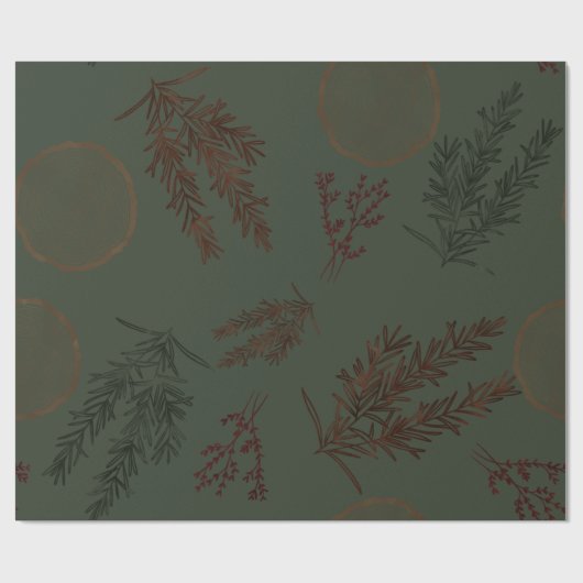 Dunkle botanische Weihnachten Geschenkpapier (Flach)