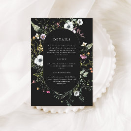 Dunkle botanische Wildblumen | Angaben zur Hochzei Begleitkarte