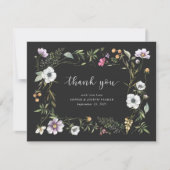 Dunkle botanische Wildblumen | Elegantes Hochzeits Dankeskarte (Vorderseite)