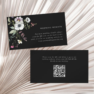 Dunkle botanische Wildblumen Hochzeiten Website QR Begleitkarte