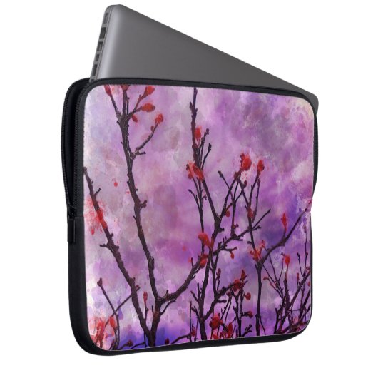 Dunkle Branchen mit roten Buds Laptopschutzhülle (Vorne Rechts)