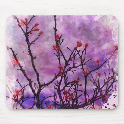 Dunkle Branchen mit roten Buds Mousepad (Vorne)