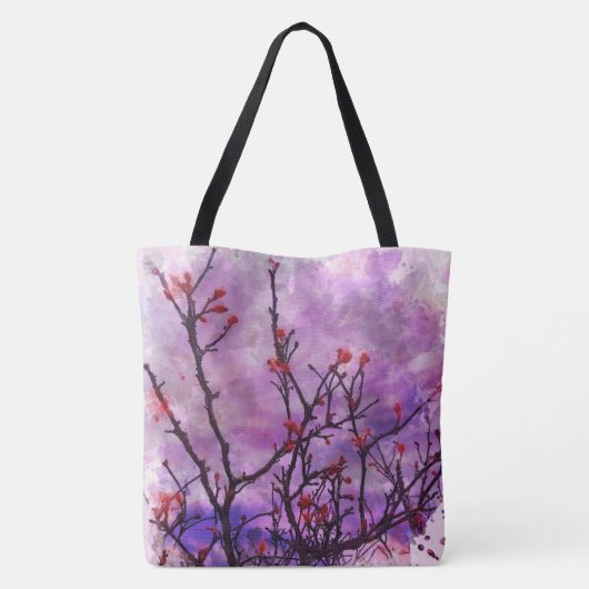 Dunkle Branchen mit roten Buds Tasche (Rückseite)