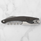 Dunkle braune Holzstruktur-Monogramm Kellnermesser (Rückseite)