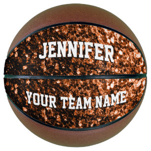 Dunkle Bronze-Glitzer Glitzern Ihr Name Team Basketball