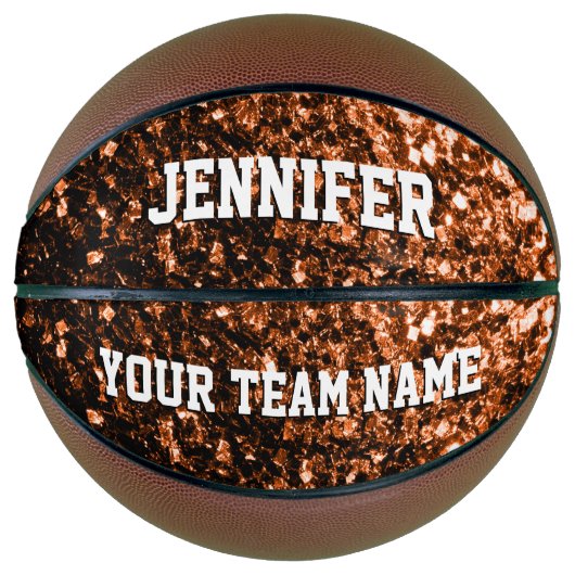 Dunkle Bronze-Glitzer Glitzern Ihr Name Team Basketball (Vorderseite)