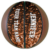 Dunkle Bronze-Glitzer Glitzern Ihr Name Team Basketball (Vertikal)