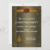 Dunkle Bronze und Gold Glitzer Weihnachten Einladung (Vorderseite)