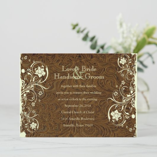 Dunkle Brownlederne Einladung (Stehend Vorderseite)
