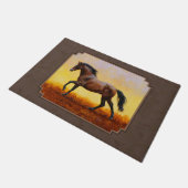 Dunkle Bucht Running Horse Taupe Fußmatte (Schrägansicht)
