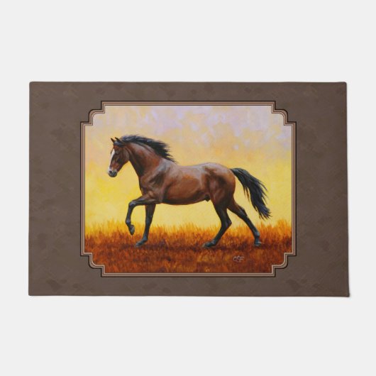 Dunkle Bucht Running Horse Taupe Fußmatte (Vorderseite)