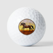 Dunkle Bucht Stallion Pferde Galloping Golf Balls Golfball (Vorderseite)