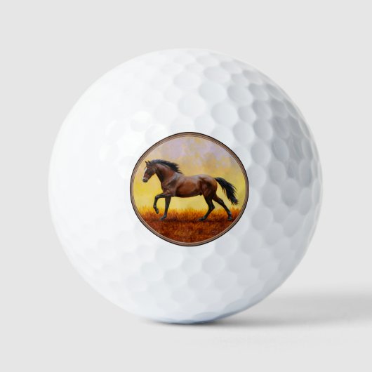 Dunkle Bucht Stallion Pferde Galloping Golf Balls Golfball (Vorderseite)