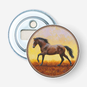 Dunkle Bucht Stallion Pferde Galopp Flaschenöffner