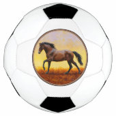 Dunkle Bucht Stallion Pferde Galopp Fußball (Vorderseite)