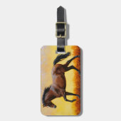 Dunkle Bucht Stallion Pferde Galopp Gepäckanhänger (Vorderseite vertikal)