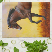 Dunkle Bucht Stallion Pferde Galopp Geschirrtuch (Gefaltet)