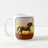 Dunkle Bucht Stallion Pferde Galopp Kaffeetasse (Links)