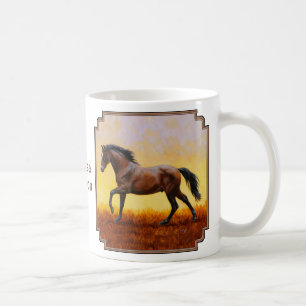 Dunkle Bucht Stallion Pferde Galopp Kaffeetasse