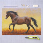 Dunkle Bucht Stallion Pferde Galopp Seidenpapier (Handwerk)