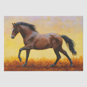 Dunkle Bucht Stallion Pferde Galopp Seidenpapier