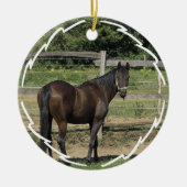 Dunkle Buchtthoroughbred-Pferdeverzierung Keramik Ornament (Vorne)