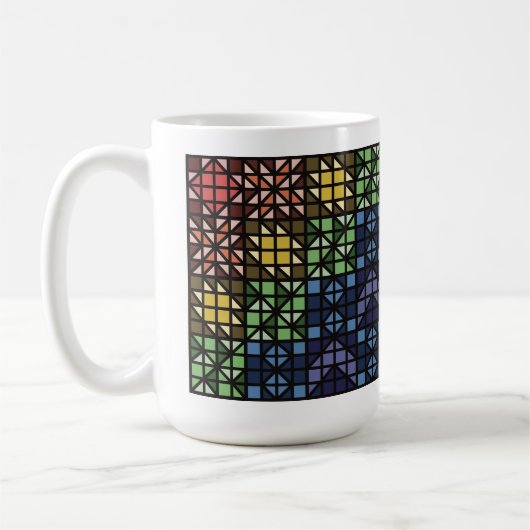 Dunkle Bunte Quilt-Blöcke Kaffeetasse (Links)