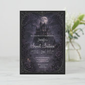Dunkle Burg Gothic Sweet 16 Einladung (Stehend Vorderseite)