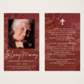 Dunkle Burgund Rose Blumenbeerdigung Karte für Fot (Vorne & Hinten)