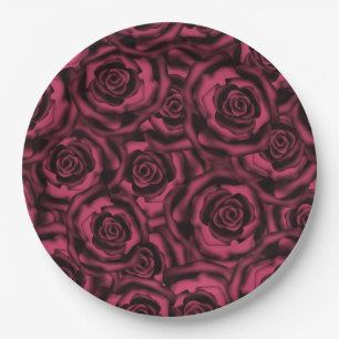 Dunkle Burgund-Rose. Pappteller