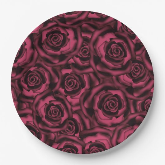 Dunkle Burgund-Rose. Pappteller (Vorderseite)