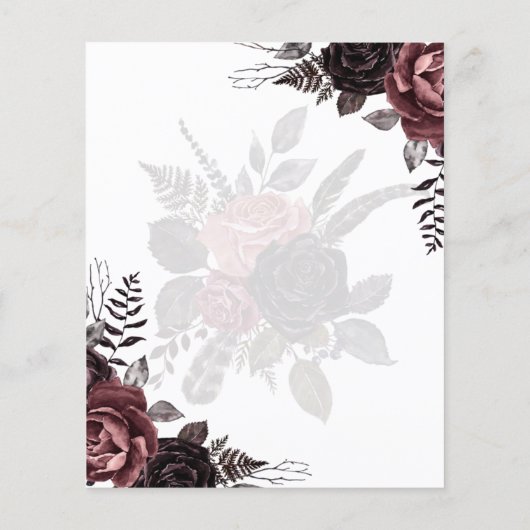 Dunkle Burgund Schwarze Rose Hochzeitsfest Winter (Rückseite)