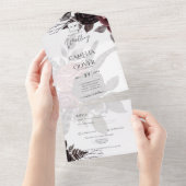 Dunkle Burgund Schwarze Rose Hochzeitsfest Winter All In One Einladung (Abreißen)