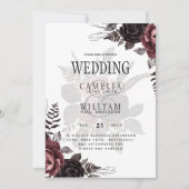 Dunkle Burgund Schwarze Rose Hochzeitsfest Winter Einladung (Vorderseite)