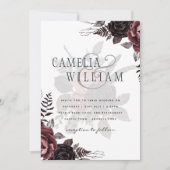 Dunkle Burgund Schwarze Rose Hochzeitsfest Winter Einladung (Vorderseite)