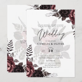 Dunkle Burgund Schwarze Rose Hochzeitsfest Winter Einladung