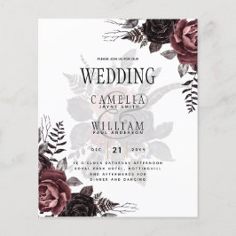 Dunkle Burgund Schwarze Rose Hochzeitsfest Winter Flyer